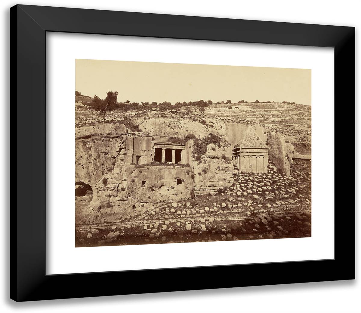 Tombeau De Zacharie Et De St. Jacques - Jerusalem 23x20 Black Modern Wood Framed Art Print Poster by Bonfils, Felix