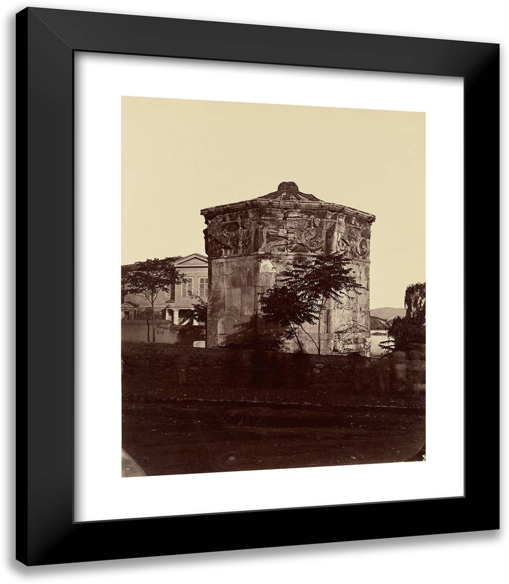 Tower of the Winds, Athens 20x23 Black Modern Wood Framed Art Print Poster by Bonfils, Felix