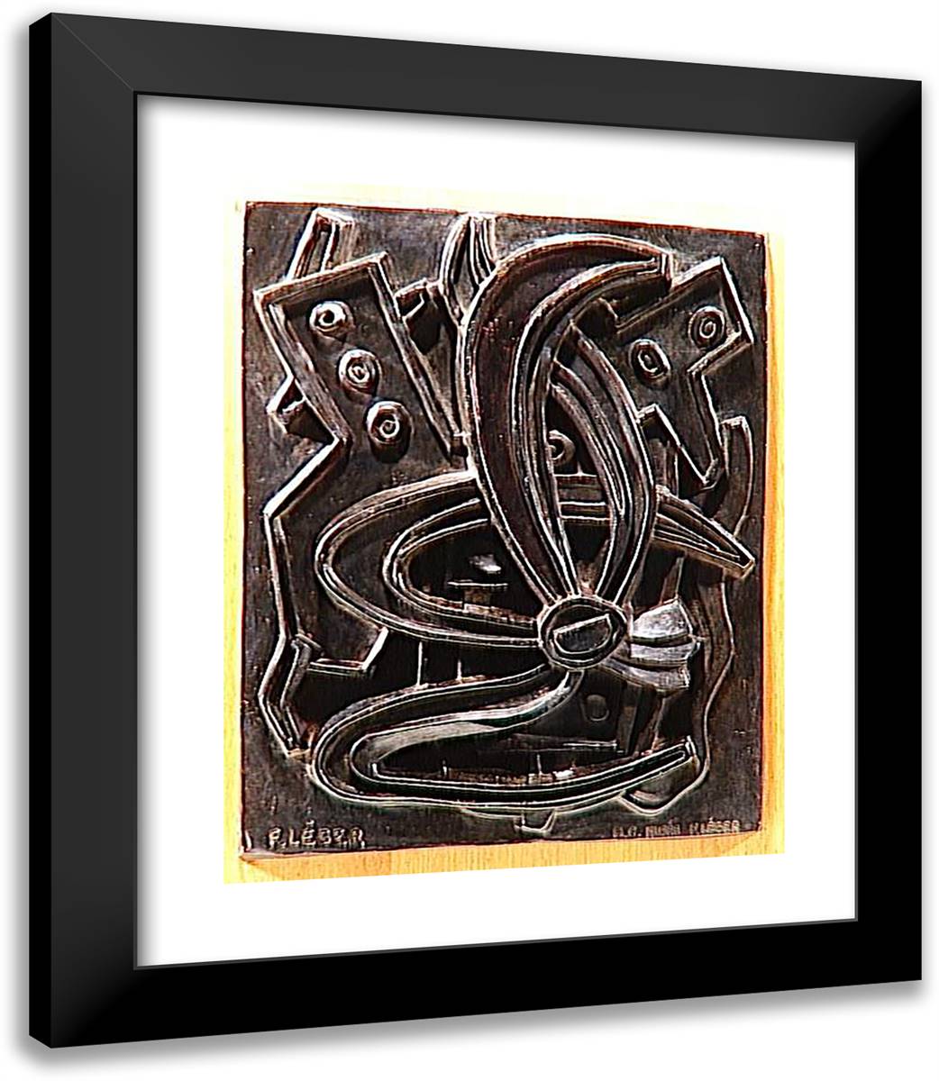 Abstract Composition (Sheets) 20x23 Black Modern Wood Framed Art Print Poster by Leger, Fernand