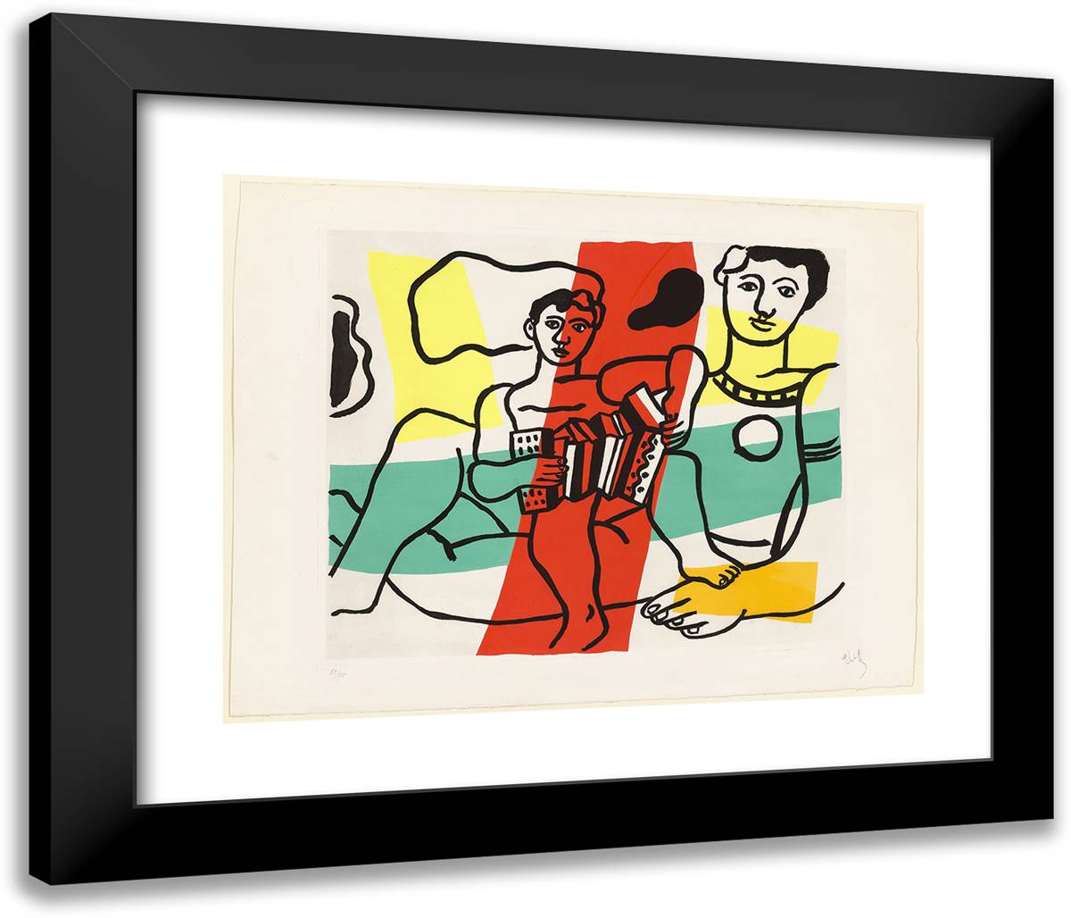 Accordion Player 24x20 Black Modern Wood Framed Art Print Poster by Leger, Fernand