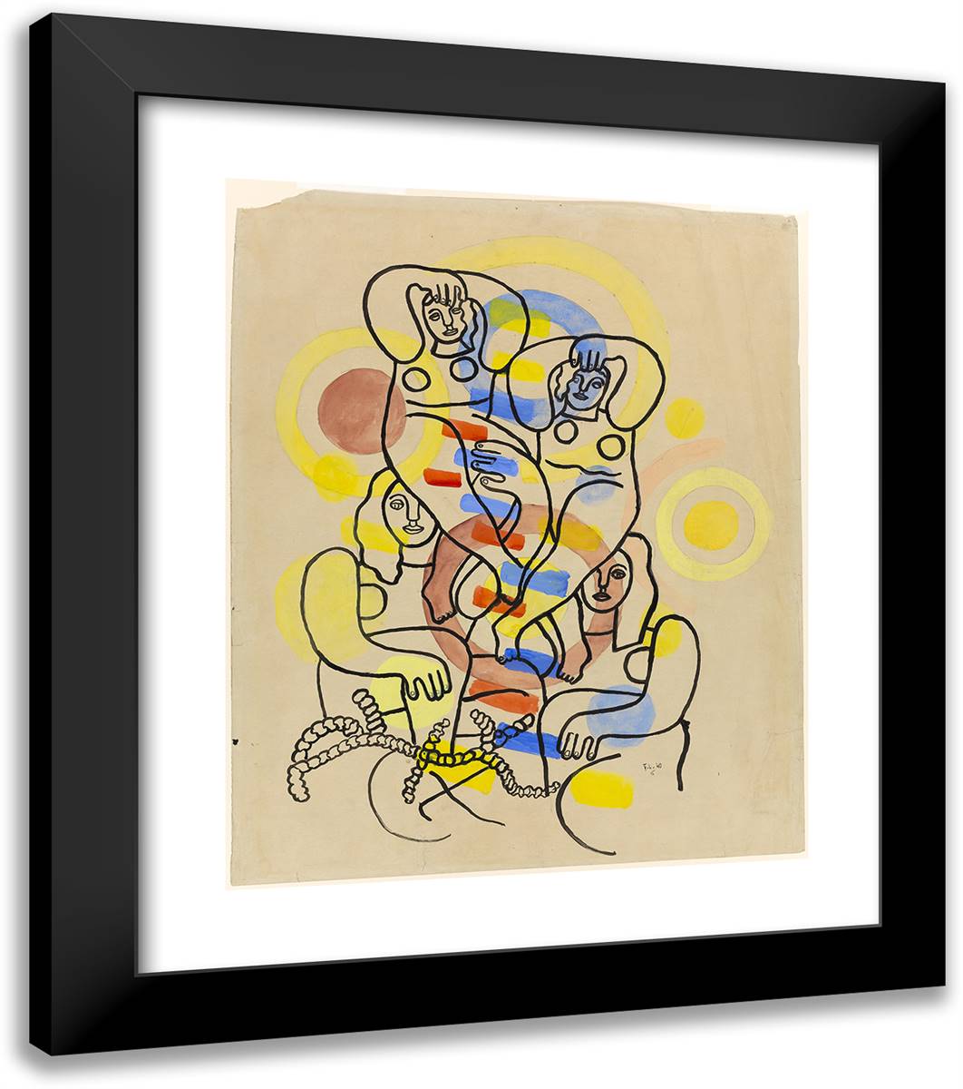 Acrobats II 20x23 Black Modern Wood Framed Art Print Poster by Leger, Fernand