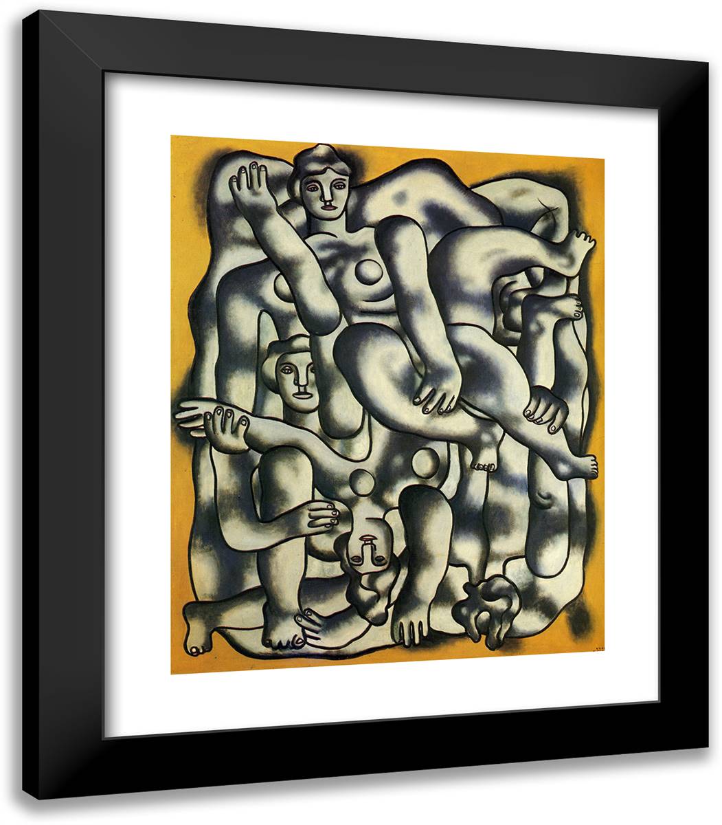 Acrobats in Gray 20x23 Black Modern Wood Framed Art Print Poster by Leger, Fernand