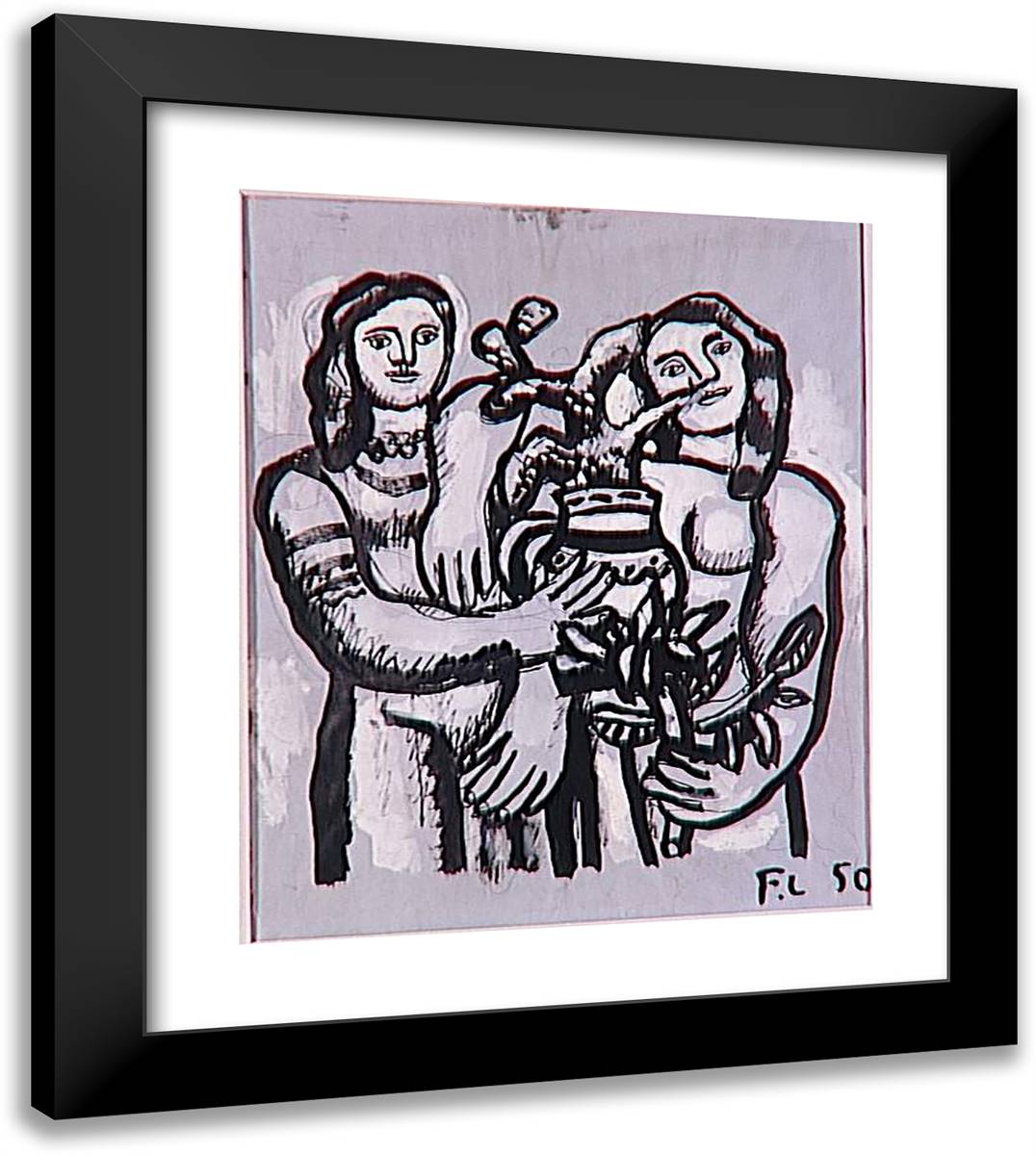 Birthday, Two Women  20x23 Black Modern Wood Framed Art Print Poster by Leger, Fernand