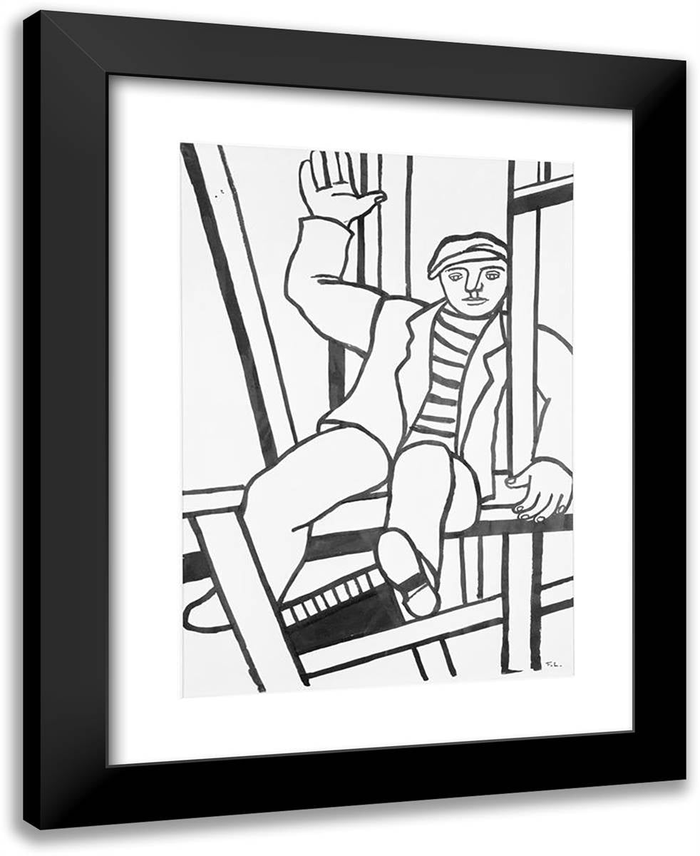 Builder, Character in the Framework  19x24 Black Modern Wood Framed Art Print Poster by Leger, Fernand