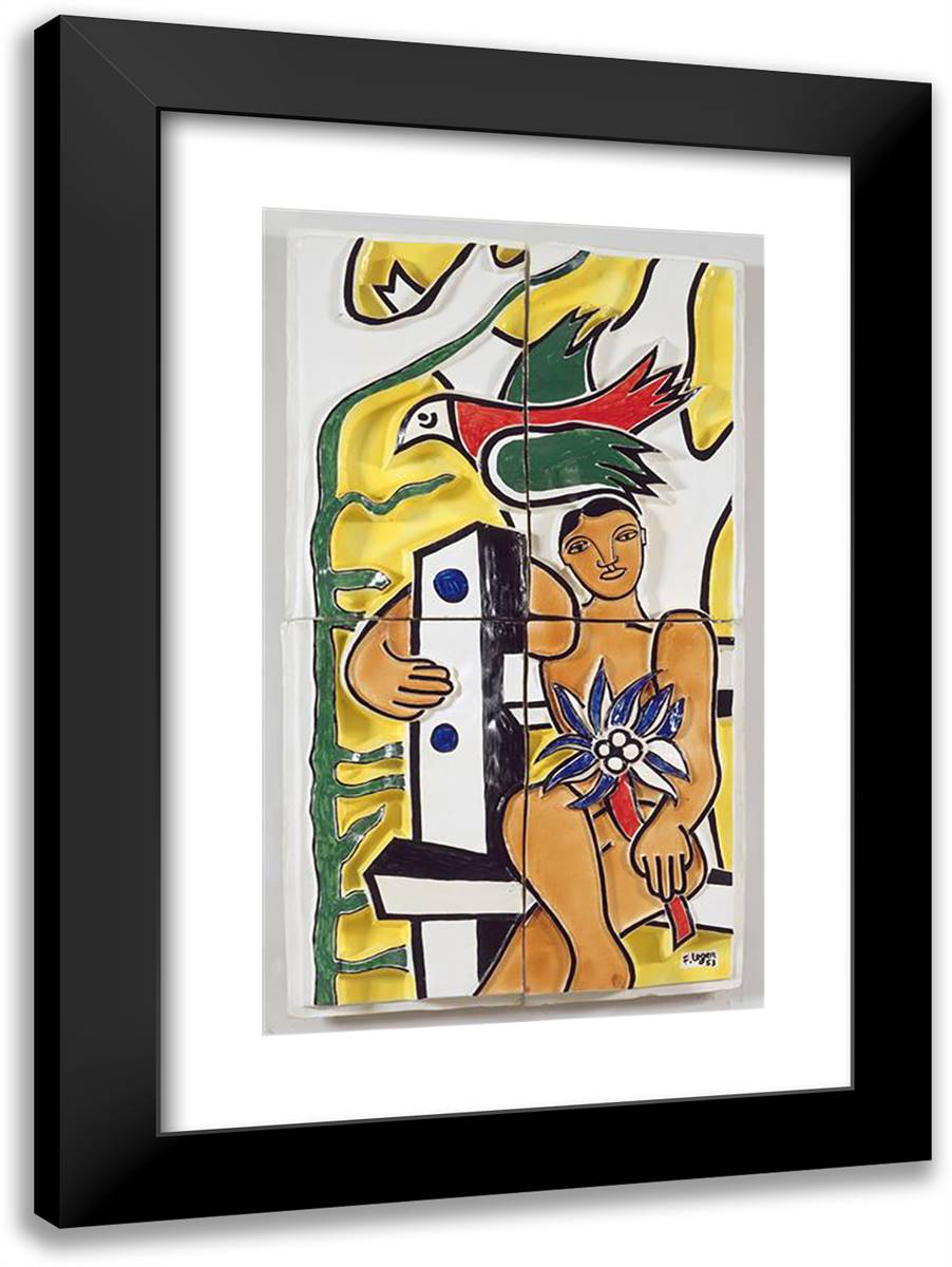Children in the Bird  17x24 Black Modern Wood Framed Art Print Poster by Leger, Fernand