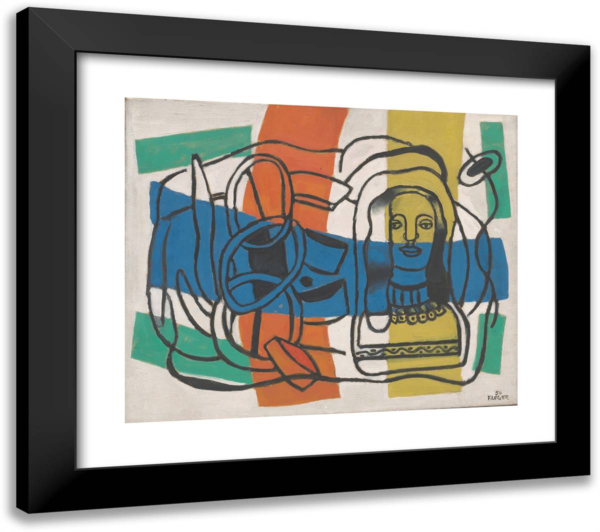 Composition with Statuette 23x20 Black Modern Wood Framed Art Print Poster by Leger, Fernand