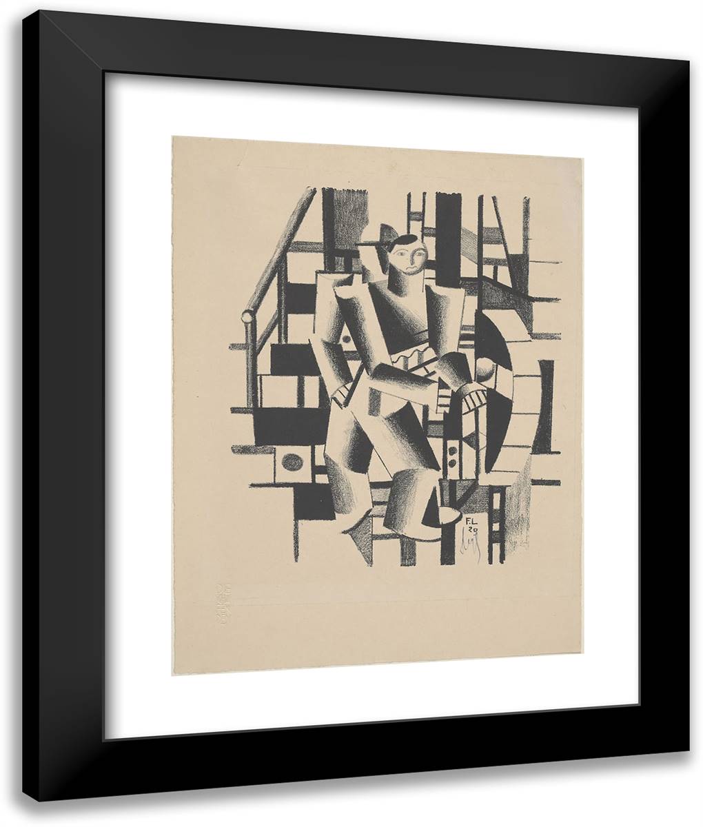 Composition with Two People 20x24 Black Modern Wood Framed Art Print Poster by Leger, Fernand