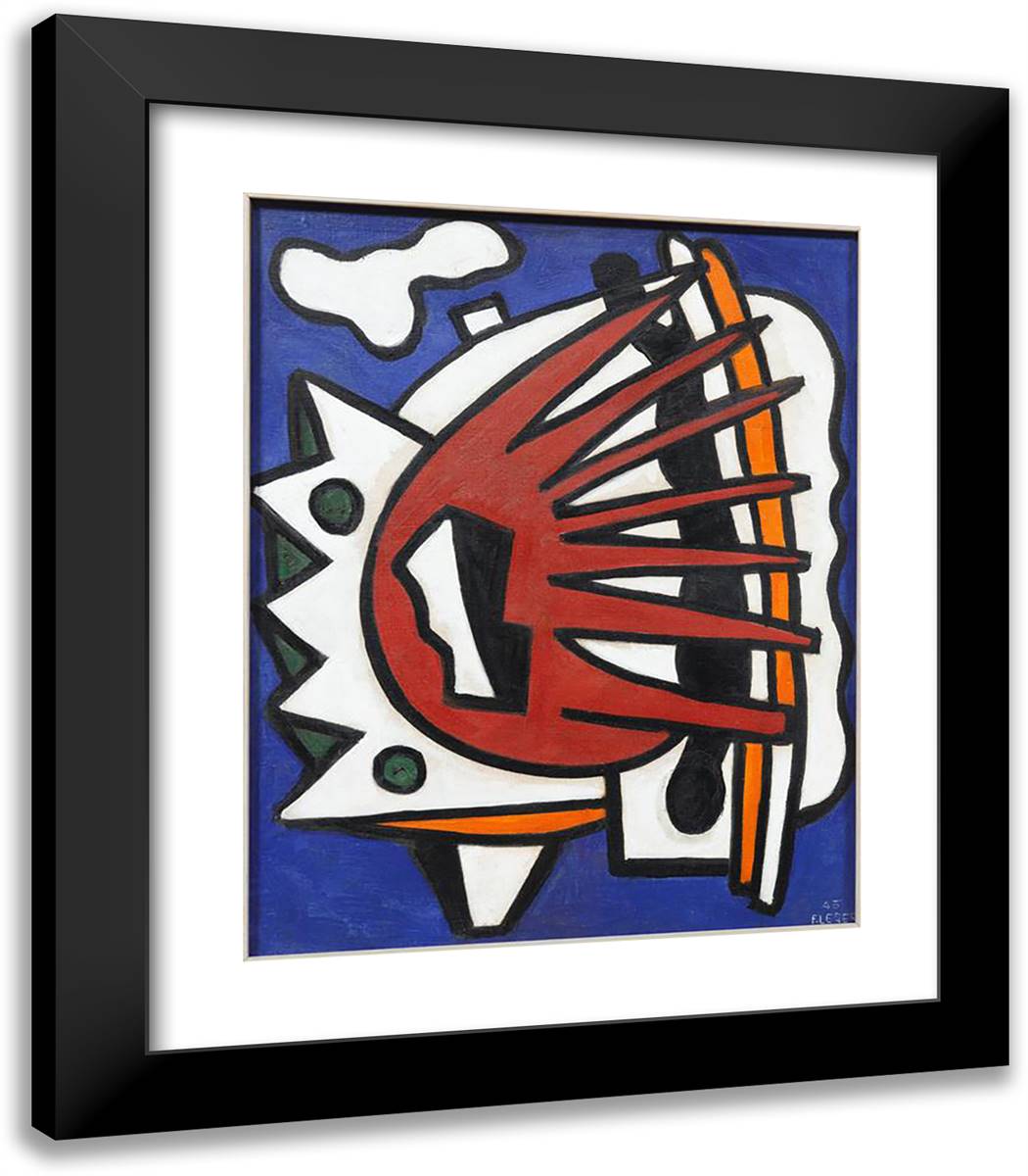 Composition For A Mural 20x23 Black Modern Wood Framed Art Print Poster by Leger, Fernand
