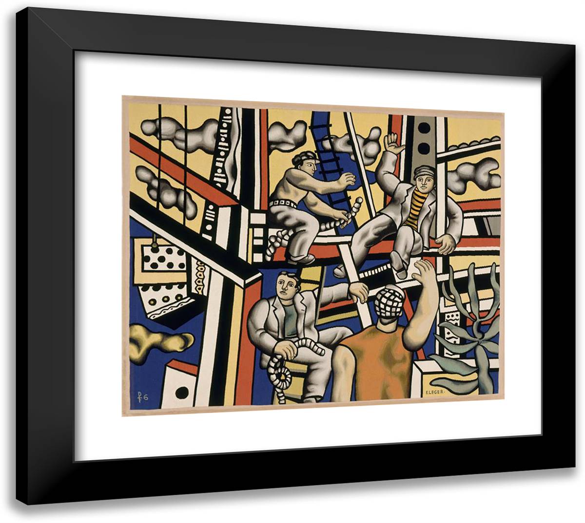Manufacturers with Aloe 22x20 Black Modern Wood Framed Art Print Poster by Leger, Fernand