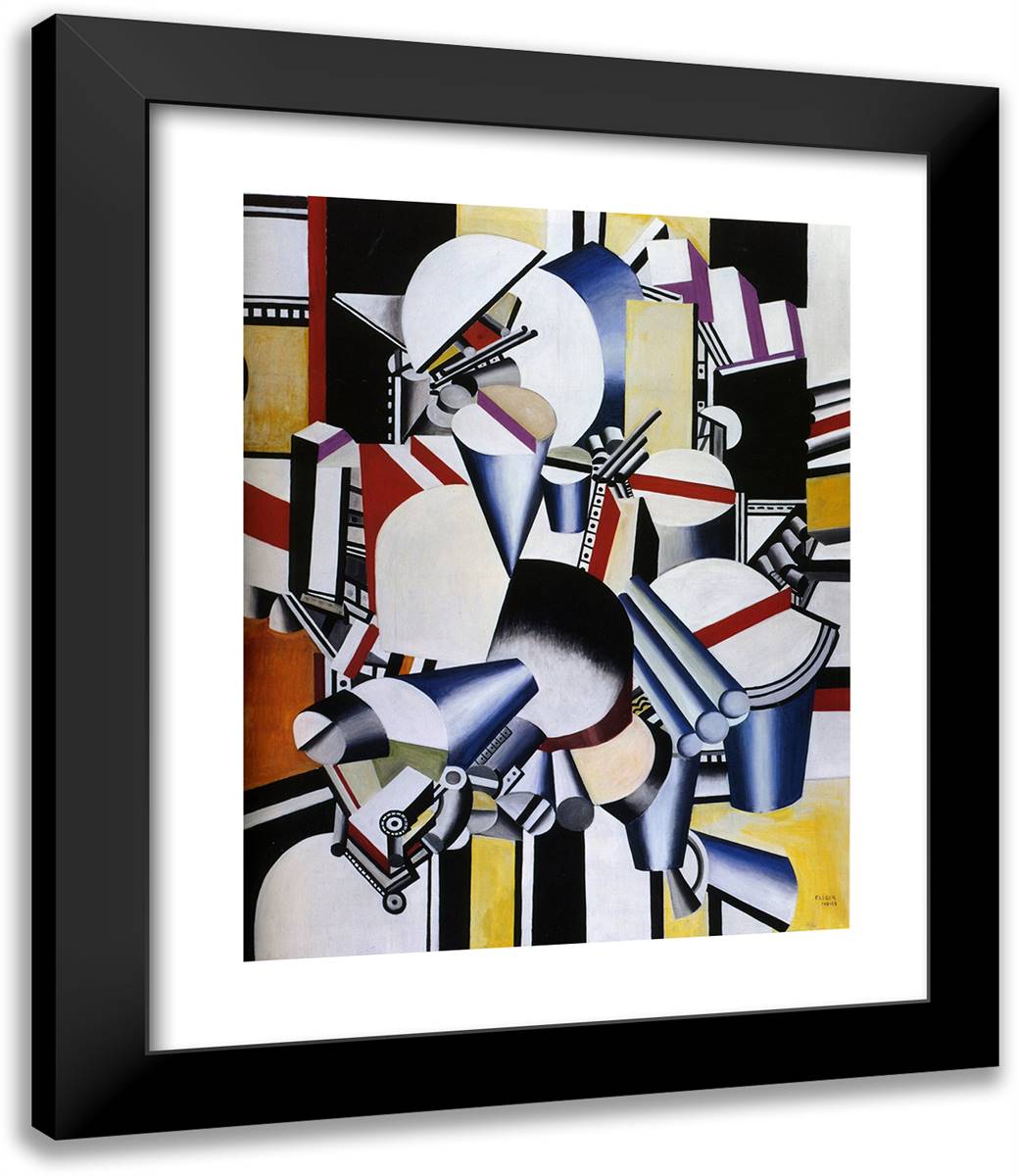 Mechanical Compositions 20x24 Black Modern Wood Framed Art Print Poster by Leger, Fernand