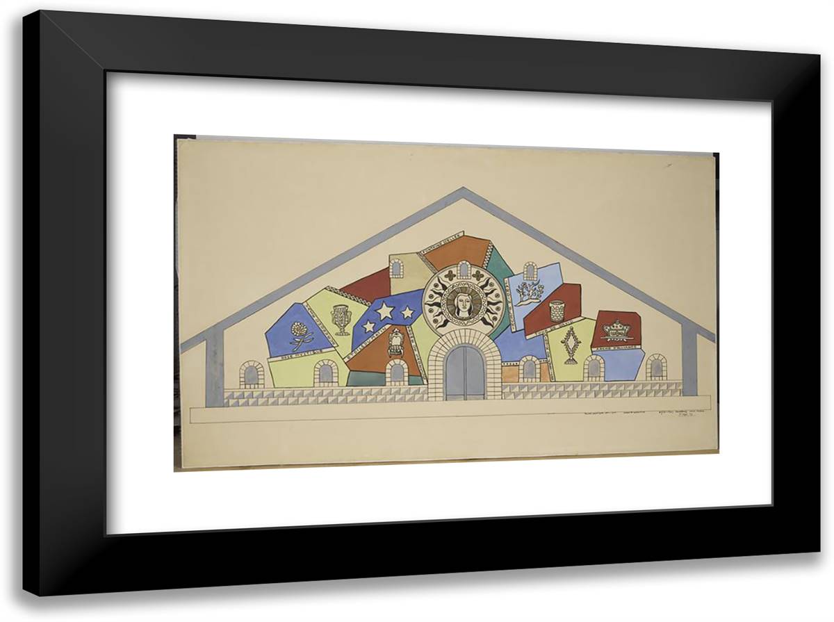 Model for the Mosaic of the Church of Our Lady of All Graces 24x18 Black Modern Wood Framed Art Print Poster by Leger, Fernand