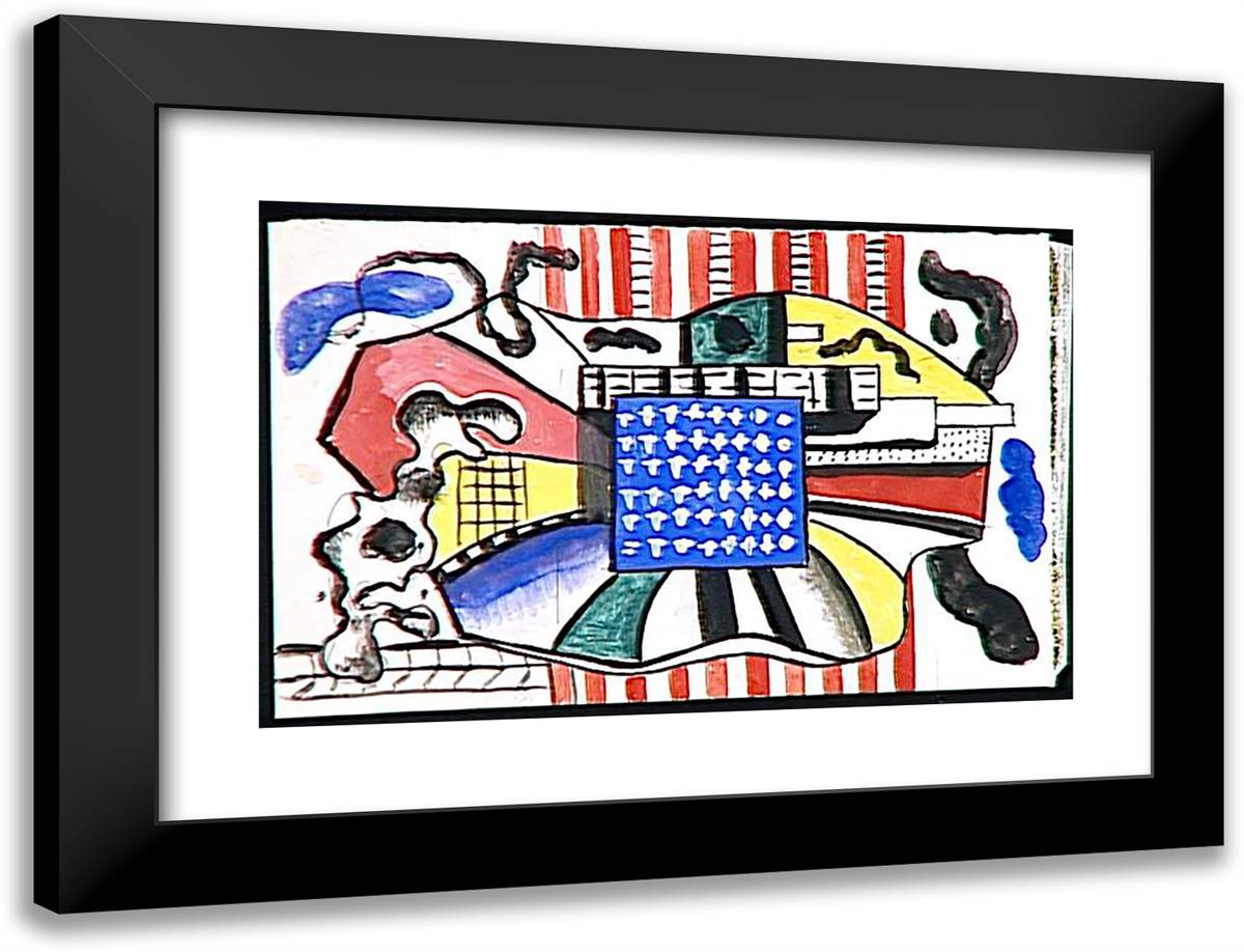 New York 24x18 Black Modern Wood Framed Art Print Poster by Leger, Fernand