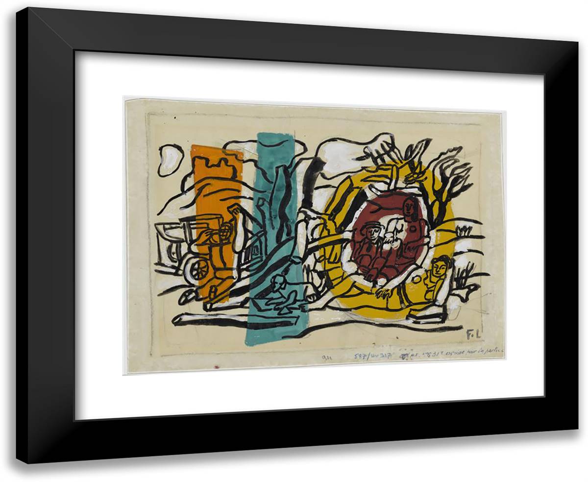 Part Campaign  24x20 Black Modern Wood Framed Art Print Poster by Leger, Fernand