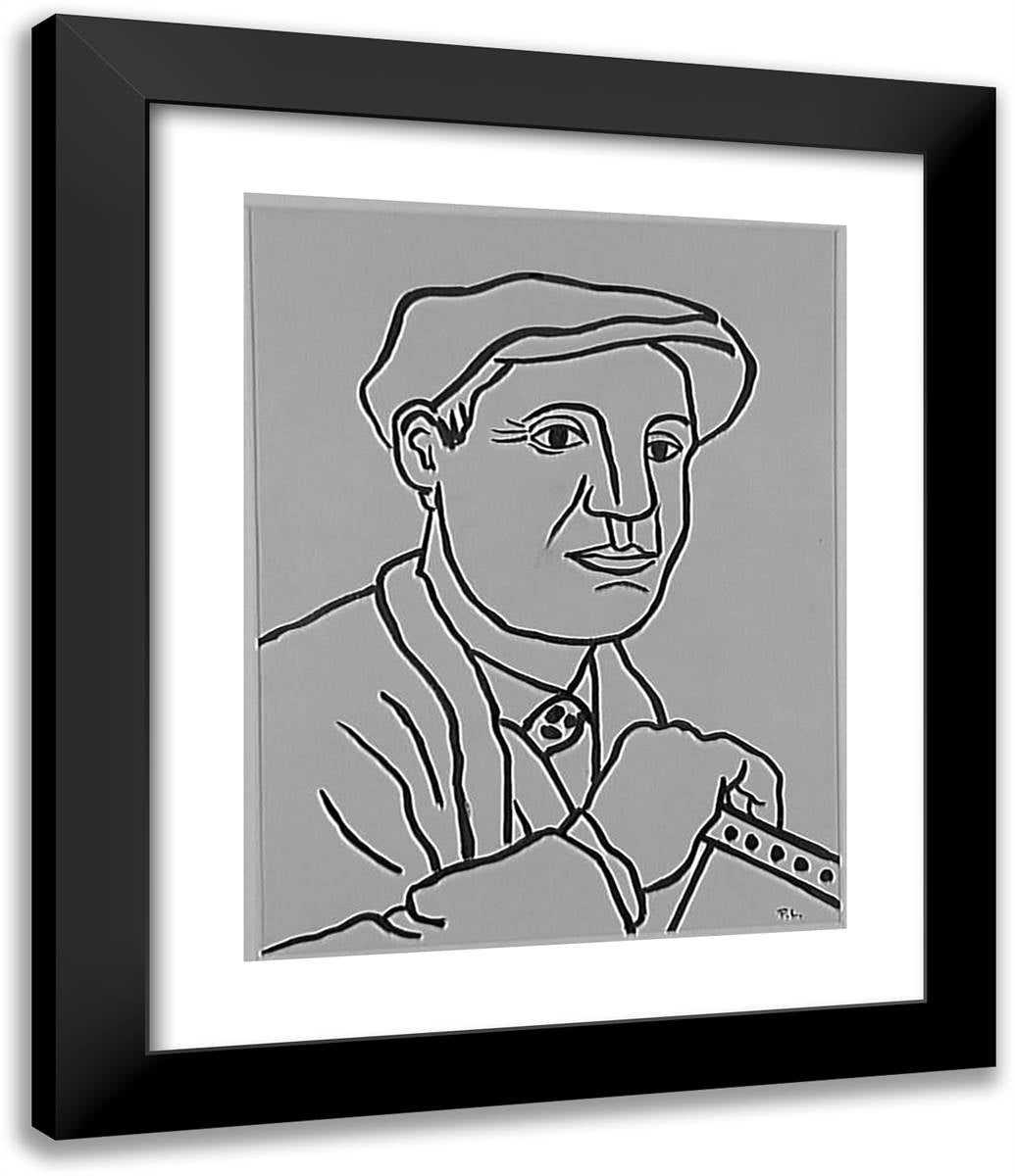 Portrait of a Man with the Hat, Study for Builders  20x24 Black Modern Wood Framed Art Print Poster by Leger, Fernand