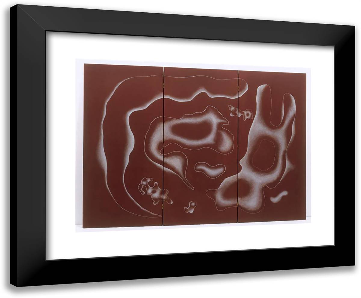 Screen, Three Sheets, Composing on Brown Background 24x20 Black Modern Wood Framed Art Print Poster by Leger, Fernand