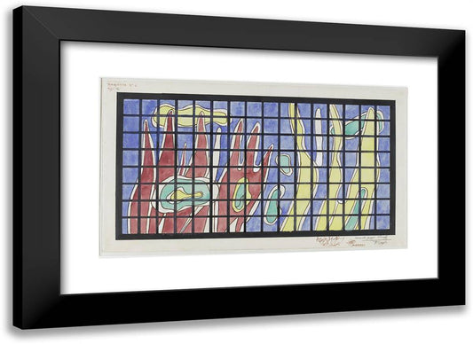 Stained Glass Artwork for the Library at the University of Caracas 24x17 Black Modern Wood Framed Art Print Poster by Leger, Fernand