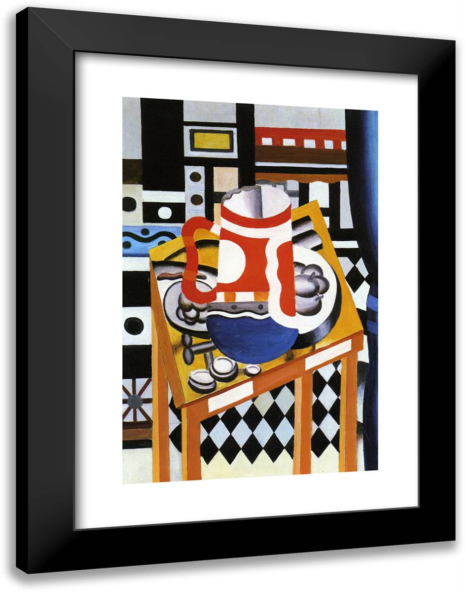 Still Life in the Tankard Final State 18x24 Black Modern Wood Framed Art Print Poster by Leger, Fernand