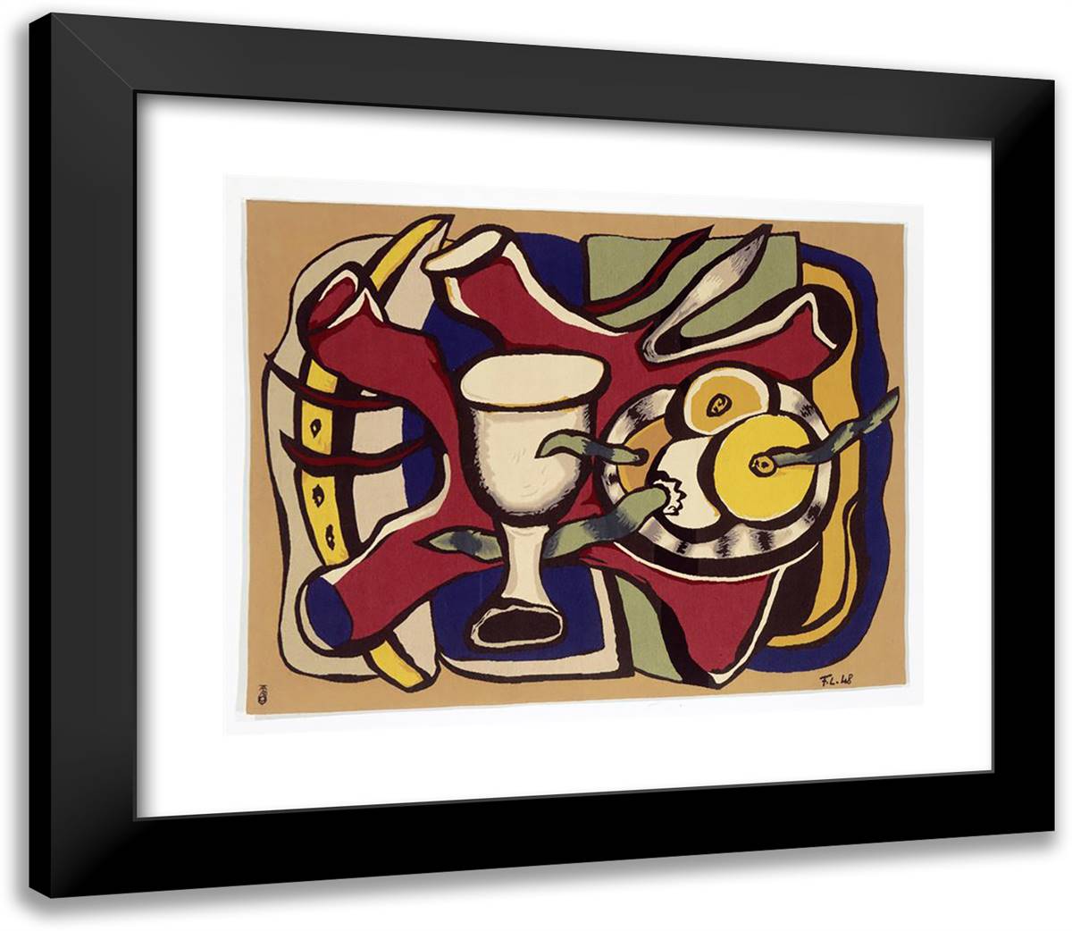 Still Life with Apples 23x20 Black Modern Wood Framed Art Print Poster by Leger, Fernand