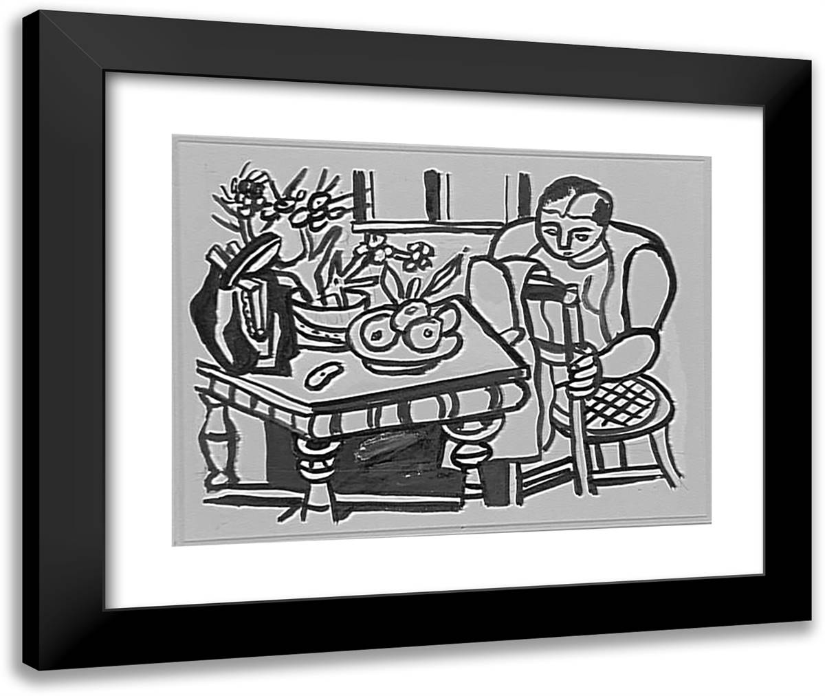 Still Life with Chair 24x20 Black Modern Wood Framed Art Print Poster by Leger, Fernand