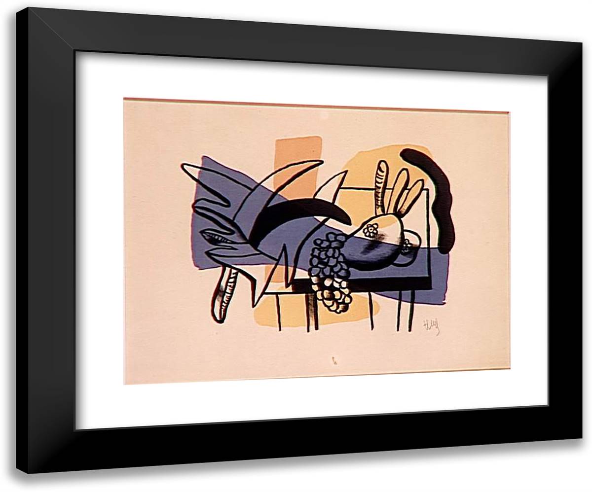Still Life with Fruits 24x20 Black Modern Wood Framed Art Print Poster by Leger, Fernand