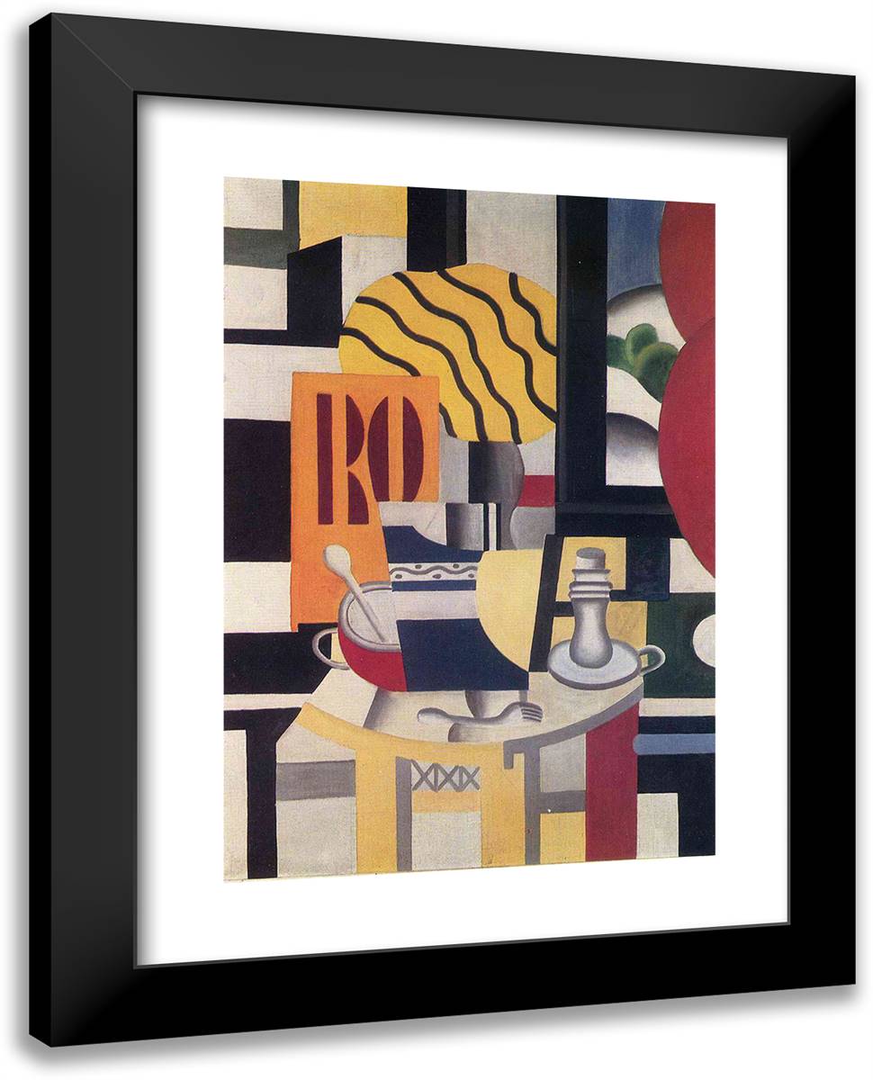 Still Life With Candle 19x24 Black Modern Wood Framed Art Print Poster by Leger, Fernand