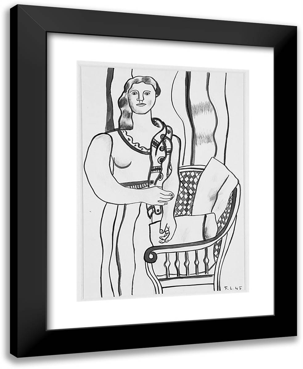 Study for a Portrait  19x24 Black Modern Wood Framed Art Print Poster by Leger, Fernand