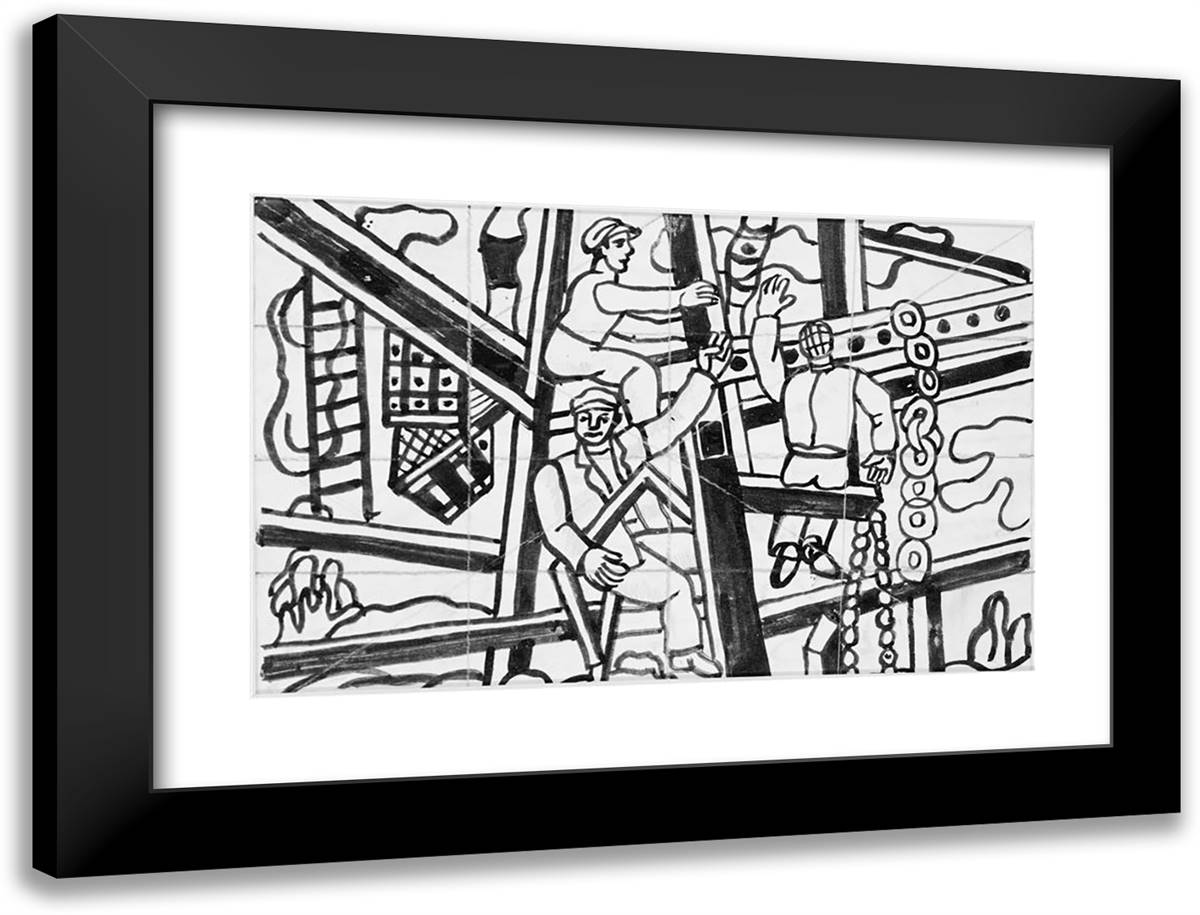 Study for Builders  24x18 Black Modern Wood Framed Art Print Poster by Leger, Fernand