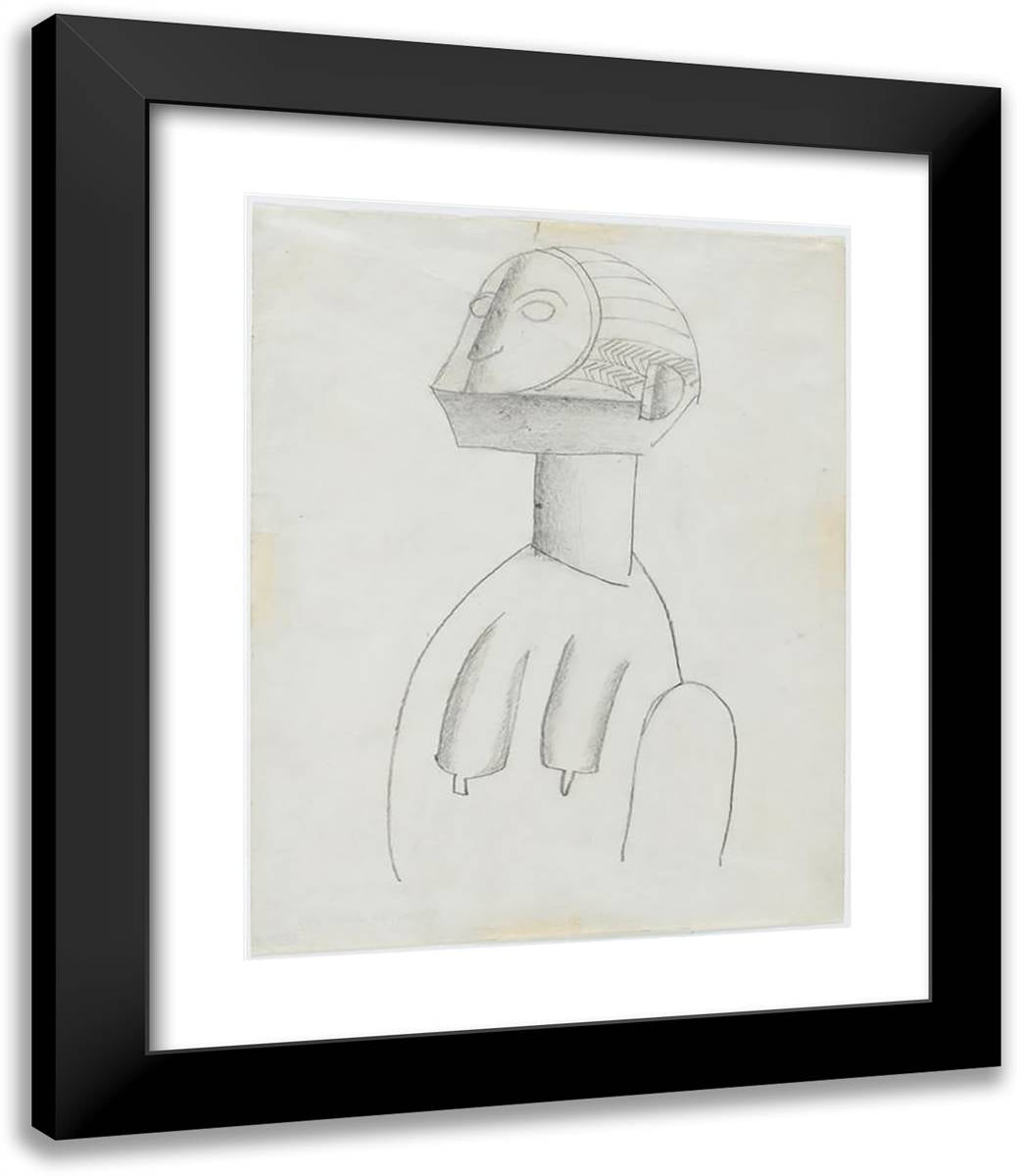 Study of Mask for the Creation of Monde 20x23 Black Modern Wood Framed Art Print Poster by Leger, Fernand