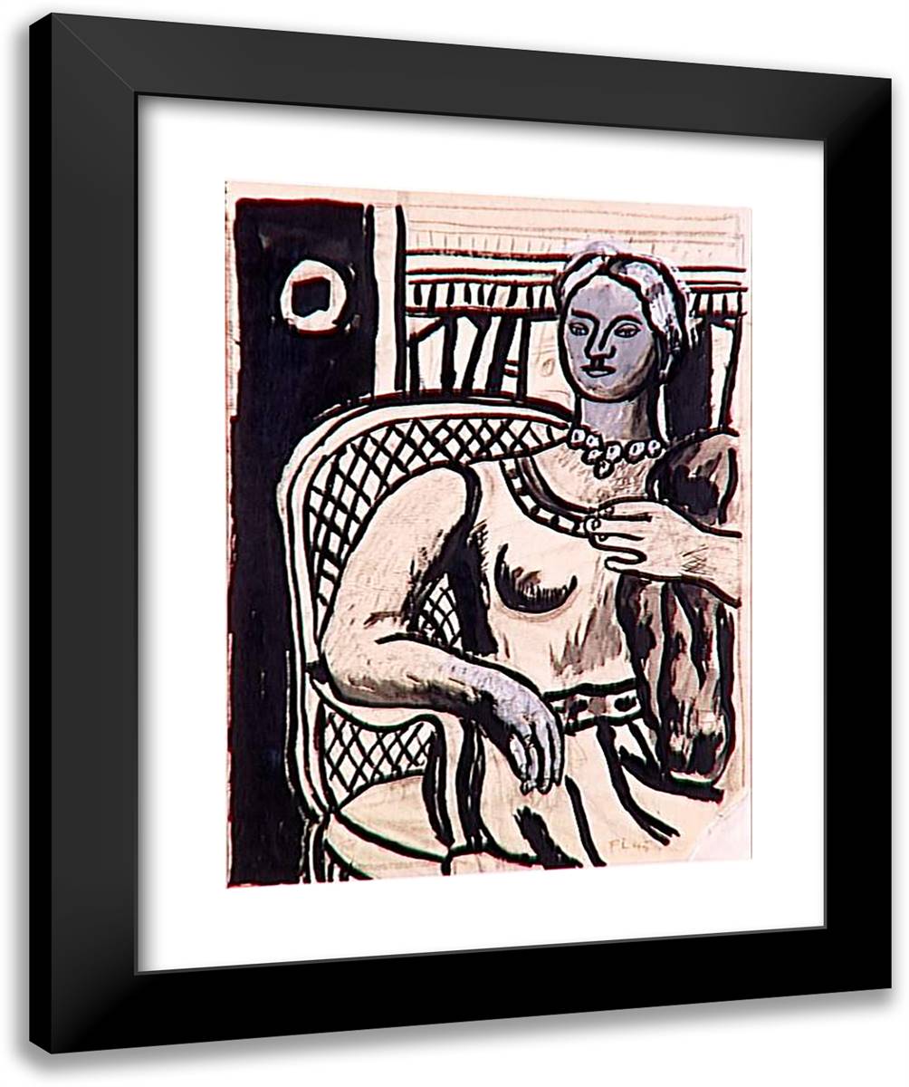 Study For A Portrait 20x24 Black Modern Wood Framed Art Print Poster by Leger, Fernand