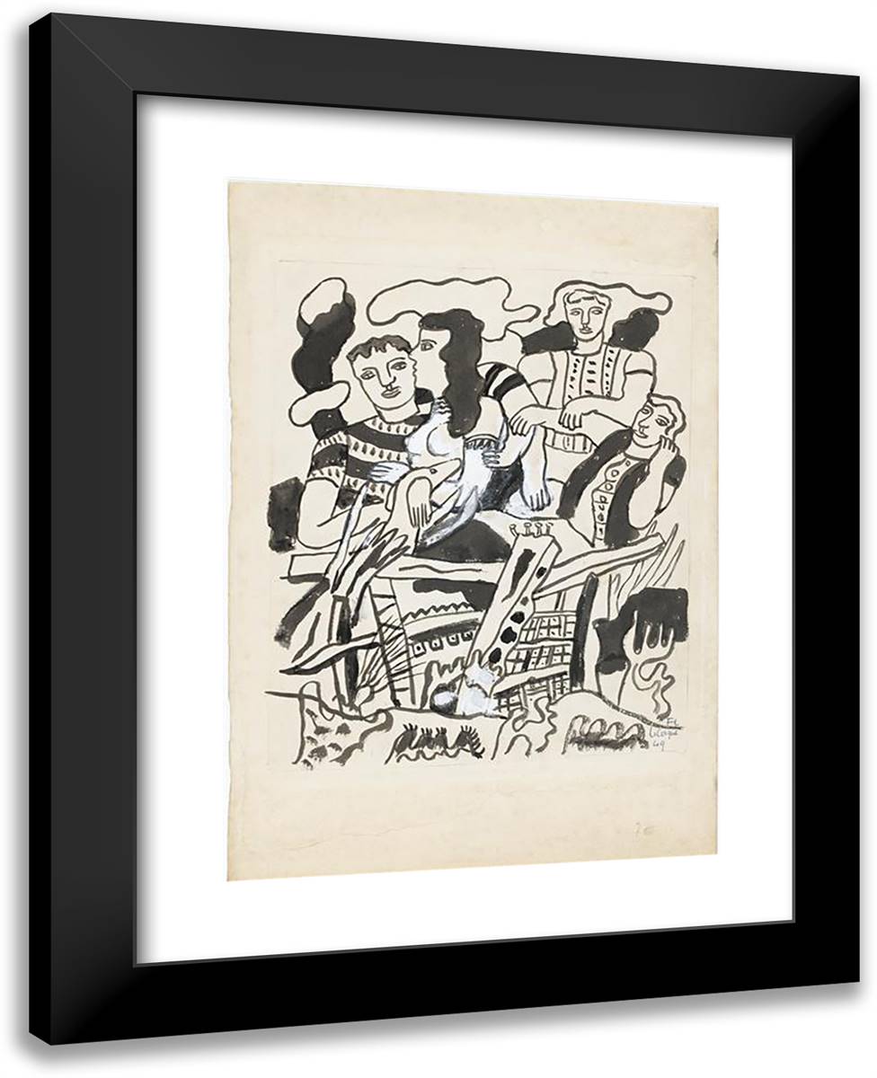 Study For The Circus 19x24 Black Modern Wood Framed Art Print Poster by Leger, Fernand