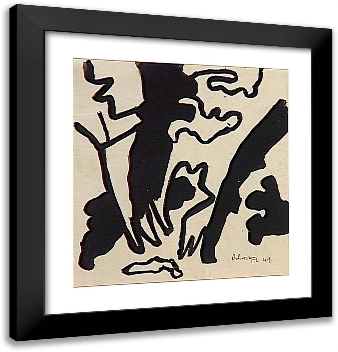 Study For The Decor Of The Darius Milhaud Opera Bolivar 20x21 Black Modern Wood Framed Art Print Poster by Leger, Fernand