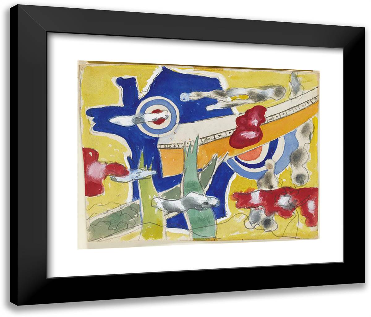 Study For The Decoration Of The Aviation Center Of Briey 24x20 Black Modern Wood Framed Art Print Poster by Leger, Fernand