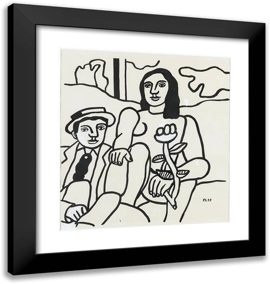 Study For The Two Lovers 20x21 Black Modern Wood Framed Art Print Poster by Leger, Fernand