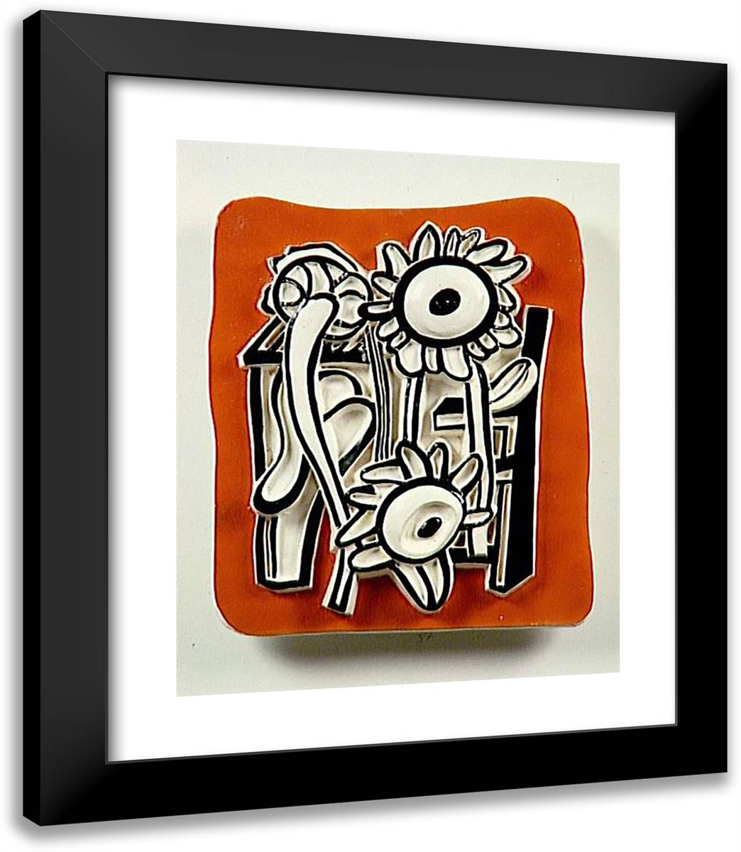 Suns on an Orange Background  20x23 Black Modern Wood Framed Art Print Poster by Leger, Fernand