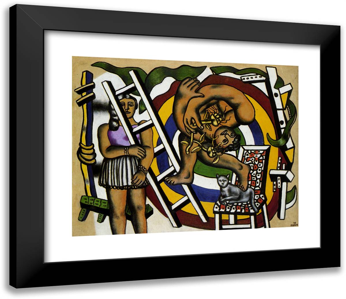The Acrobat and His Partner 23x20 Black Modern Wood Framed Art Print Poster by Leger, Fernand
