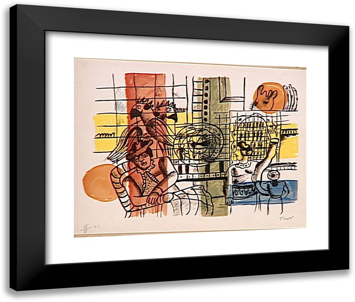 The Bird Market 24x20 Black Modern Wood Framed Art Print Poster by Leger, Fernand