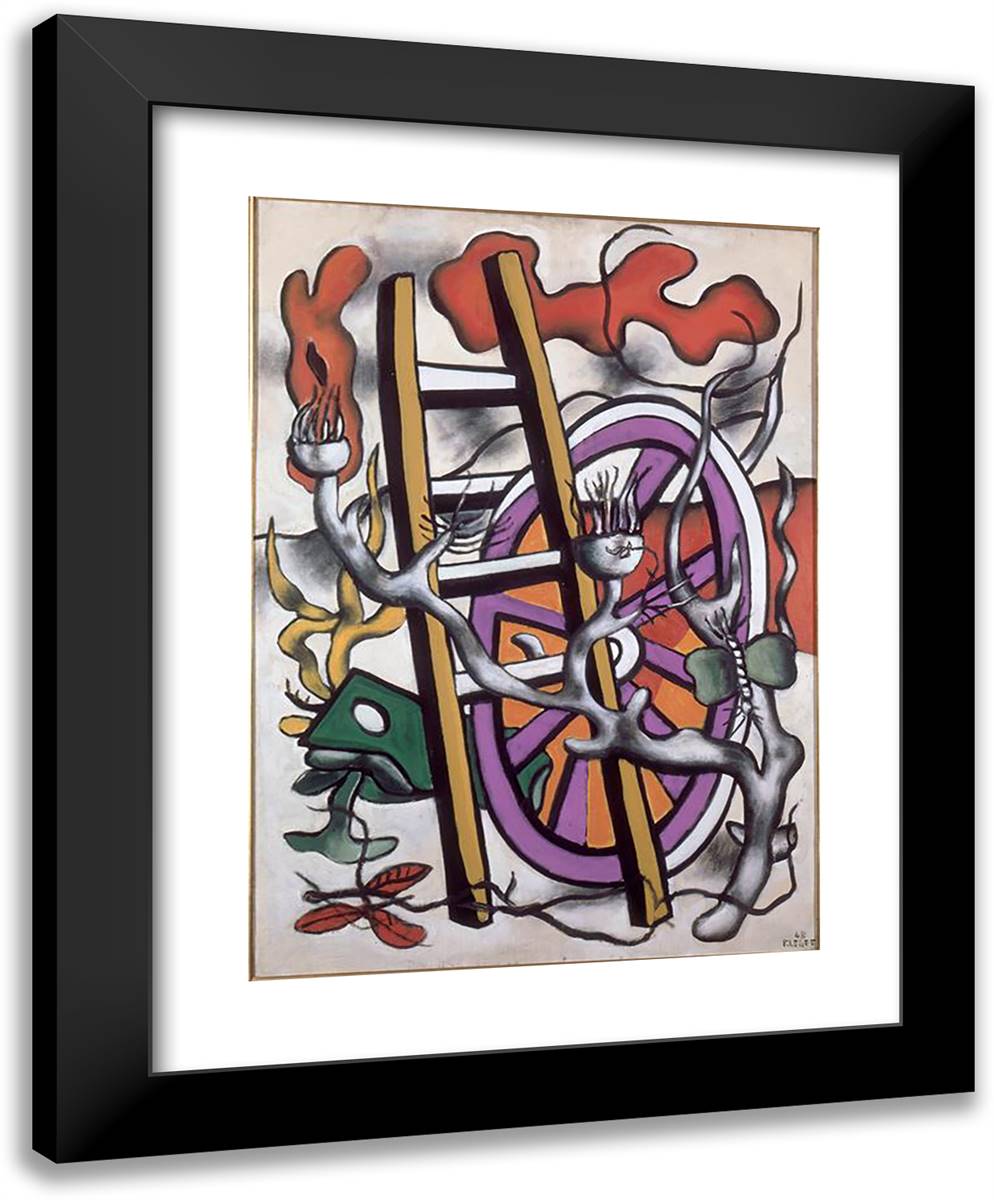 The Butterfly on the Wheel 19x24 Black Modern Wood Framed Art Print Poster by Leger, Fernand