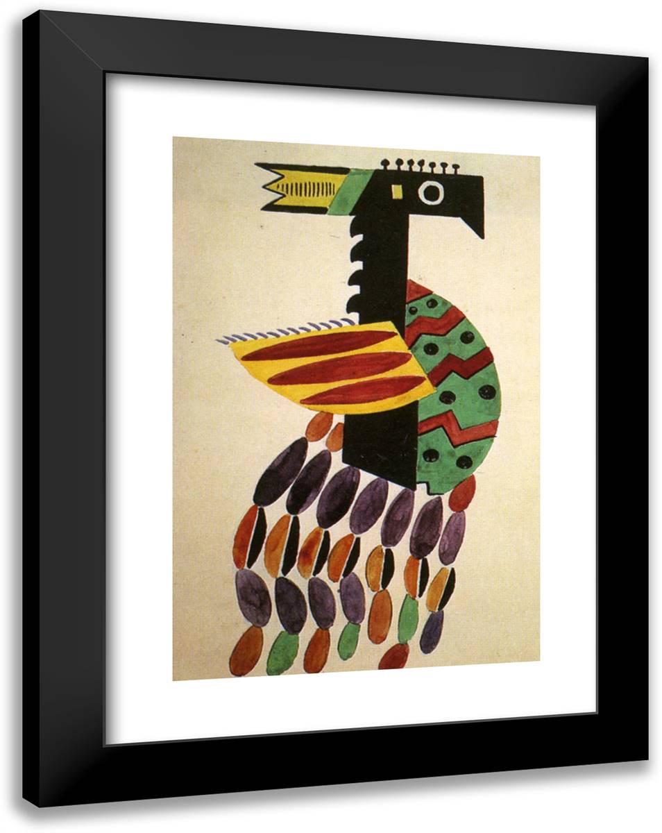 The Creation of the World Bird Drawing of Costume 18x24 Black Modern Wood Framed Art Print Poster by Leger, Fernand