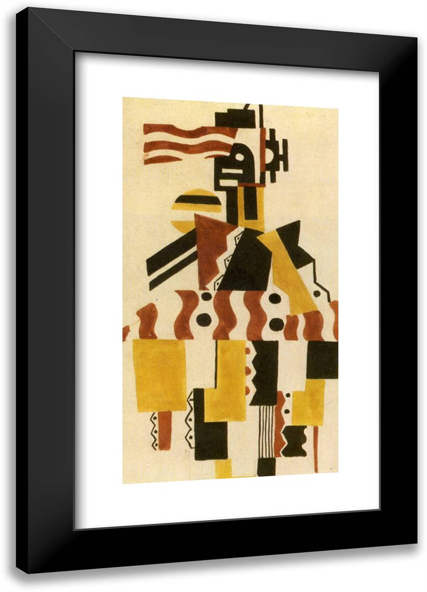 The Creation of the World Great Figure Drawing of Costume 17x24 Black Modern Wood Framed Art Print Poster by Leger, Fernand