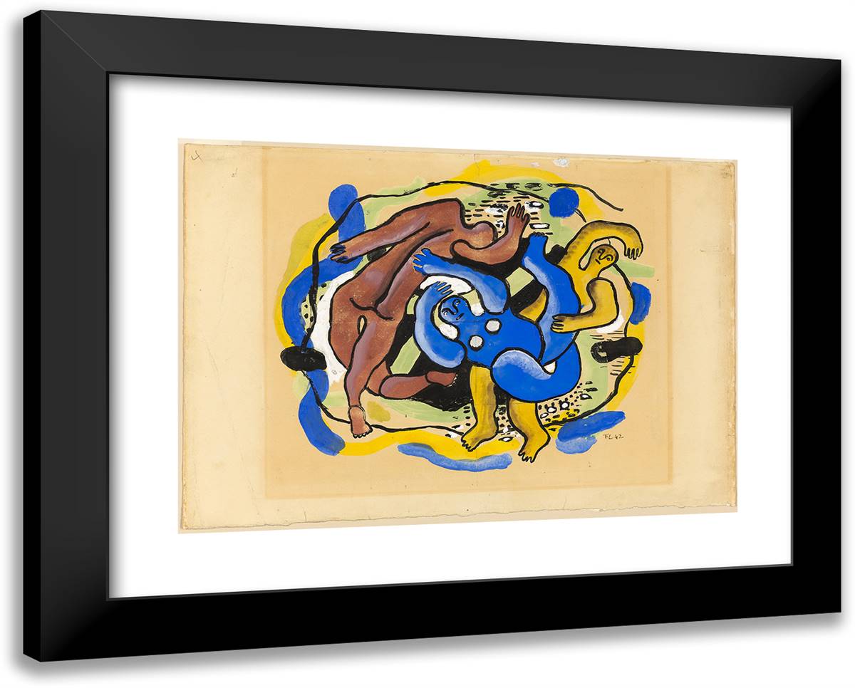 The Divers_2 24x19 Black Modern Wood Framed Art Print Poster by Leger, Fernand
