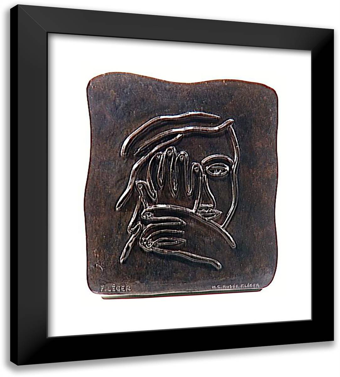 The Face (Face and Hands) 20x22 Black Modern Wood Framed Art Print Poster by Leger, Fernand