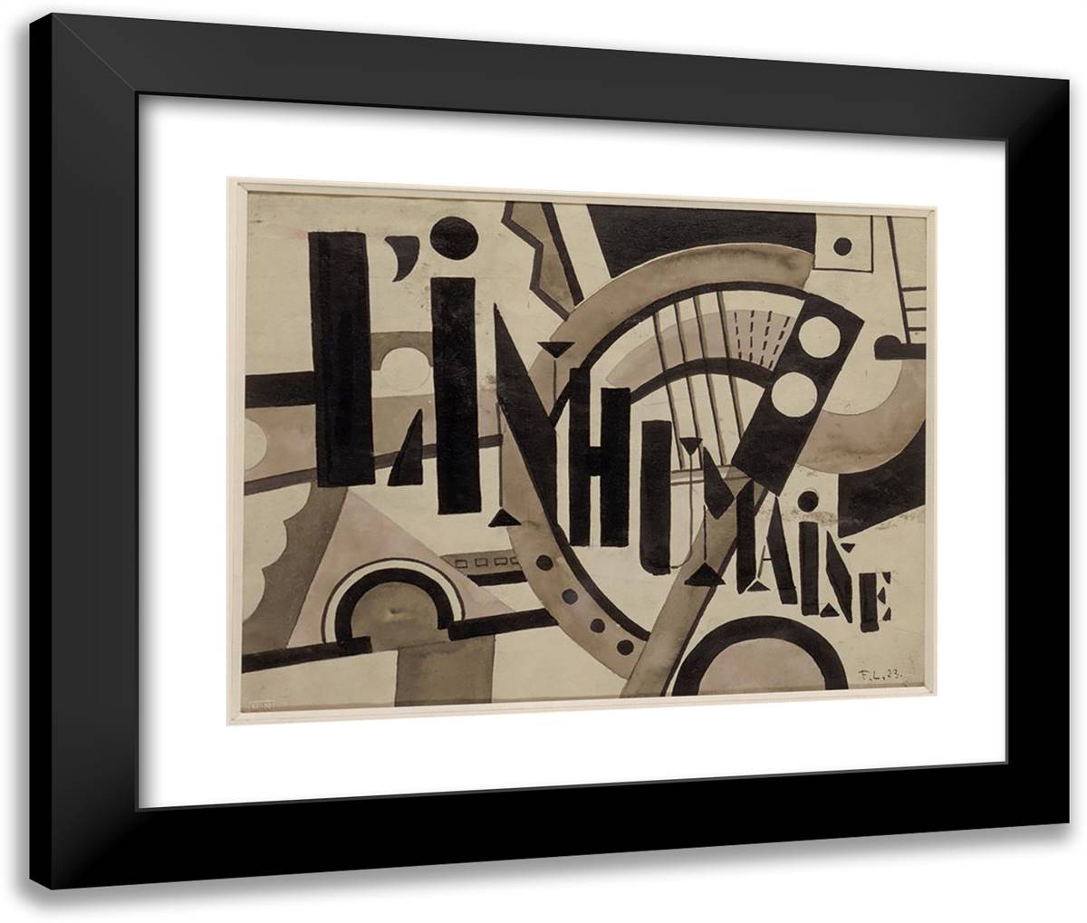 The Inhuman 24x20 Black Modern Wood Framed Art Print Poster by Leger, Fernand