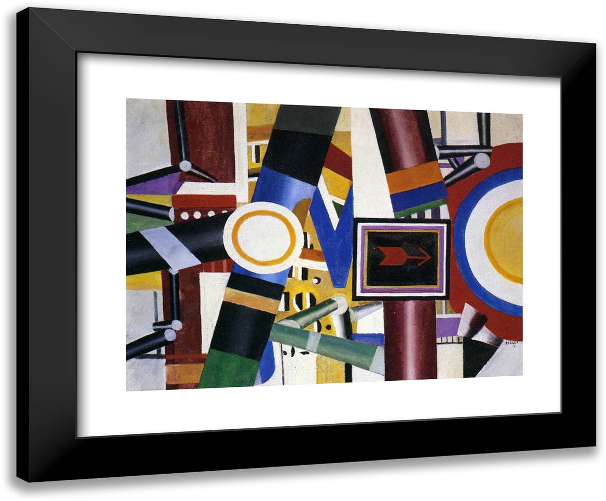 The Level Crossing (Final State) 24x20 Black Modern Wood Framed Art Print Poster by Leger, Fernand