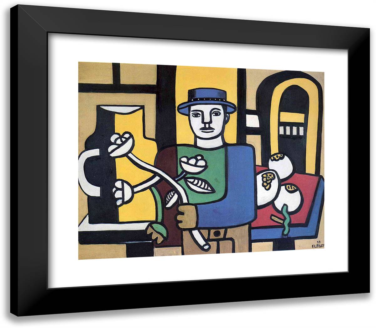 The Man In The Blue Hat 23x20 Black Modern Wood Framed Art Print Poster by Leger, Fernand