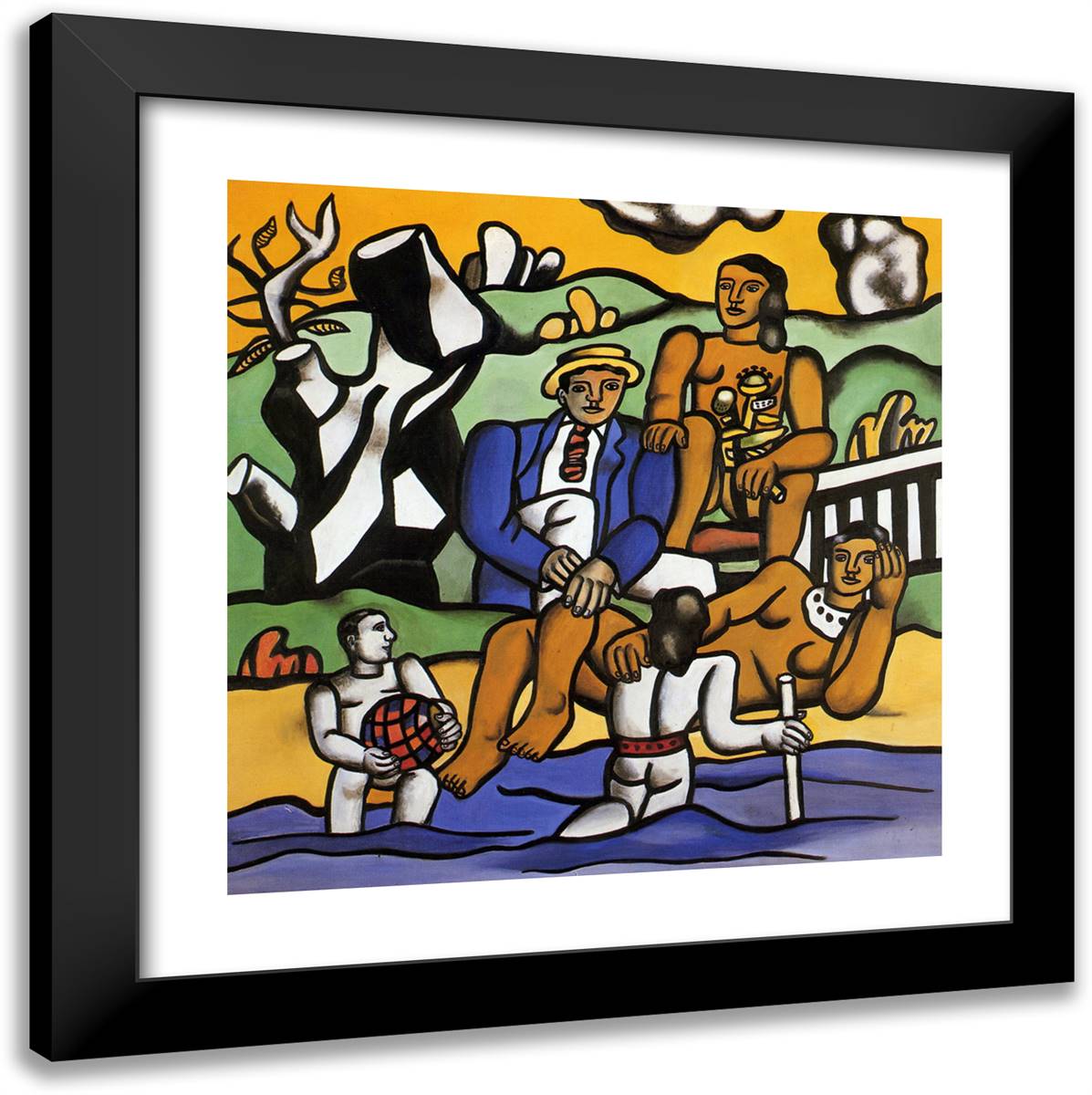 The Outing in the Country 20x20 Black Modern Wood Framed Art Print Poster by Leger, Fernand