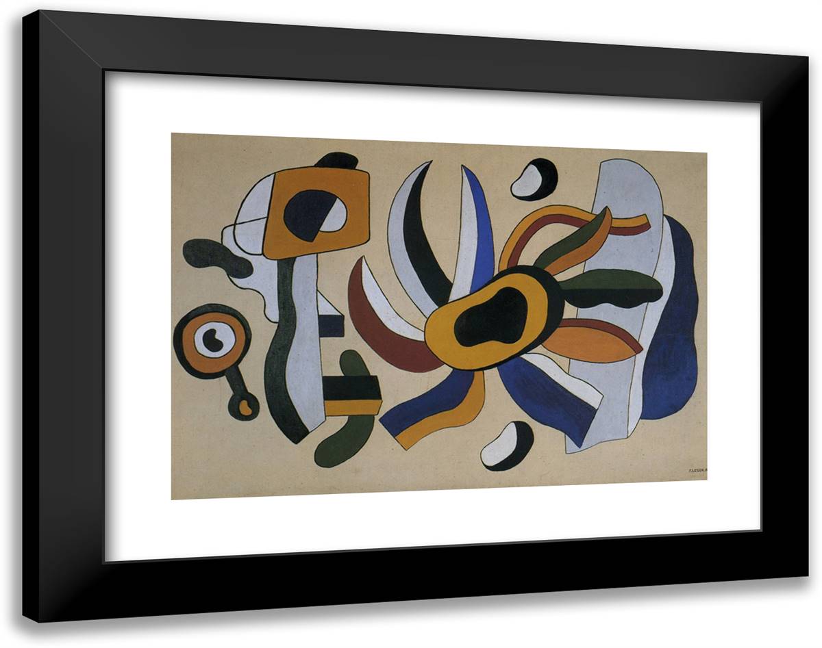 The Polychrome Fleur 24x19 Black Modern Wood Framed Art Print Poster by Leger, Fernand