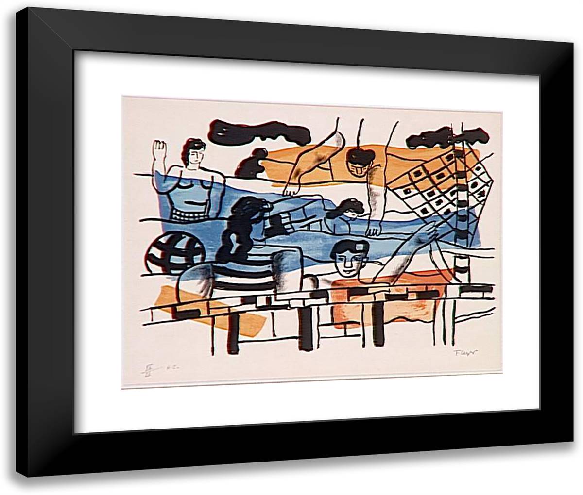 The Pool 24x20 Black Modern Wood Framed Art Print Poster by Leger, Fernand