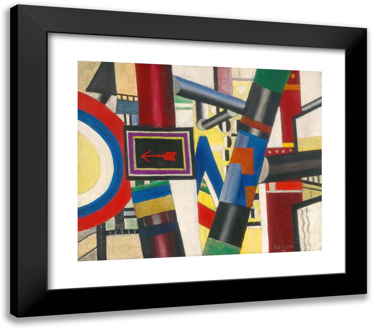 The Railway Crossing (Sketch) 23x20 Black Modern Wood Framed Art Print Poster by Leger, Fernand