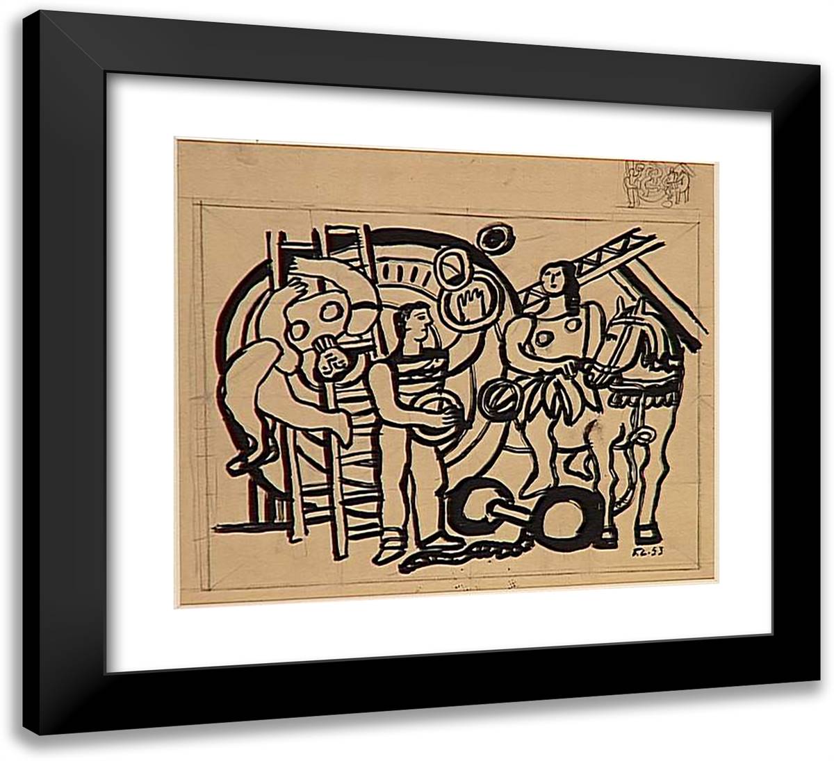 The Rider ( the Juggler, the Acrobat) 22x20 Black Modern Wood Framed Art Print Poster by Leger, Fernand