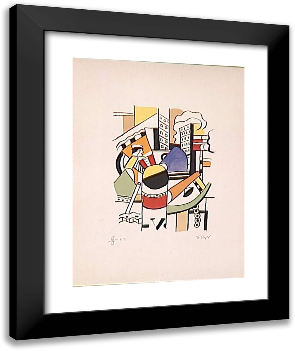 The Tug in the City 20x24 Black Modern Wood Framed Art Print Poster by Leger, Fernand